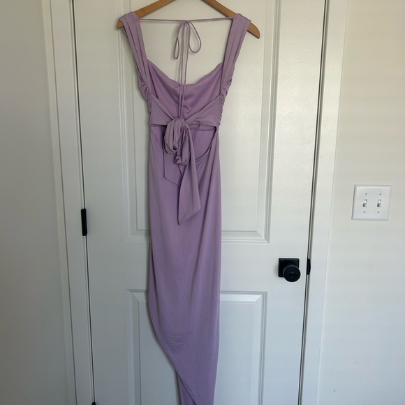 Lucy in the Sky Purple Rouched Side Slit Maxi Dress XS - Picture 3 of 6